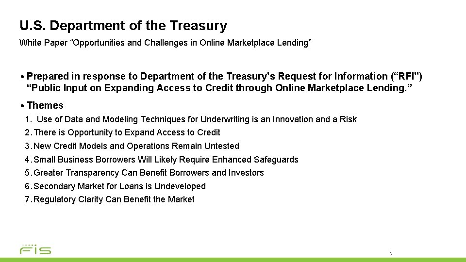 U. S. Department of the Treasury White Paper “Opportunities and Challenges in Online Marketplace