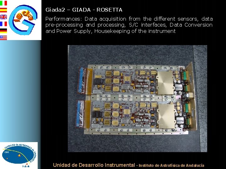 Giada 2 – GIADA - ROSETTA Performances: Data acquisition from the different sensors, data