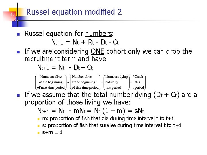 Russel equation modified 2 43 Russel equation for numbers: Nt+1 = Nt + Rt