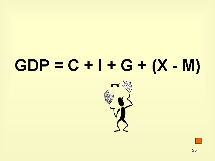 GDP = C + I + G + (X - M) 25 