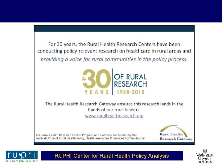 RUPRI Center for Rural Health Policy Analysis 