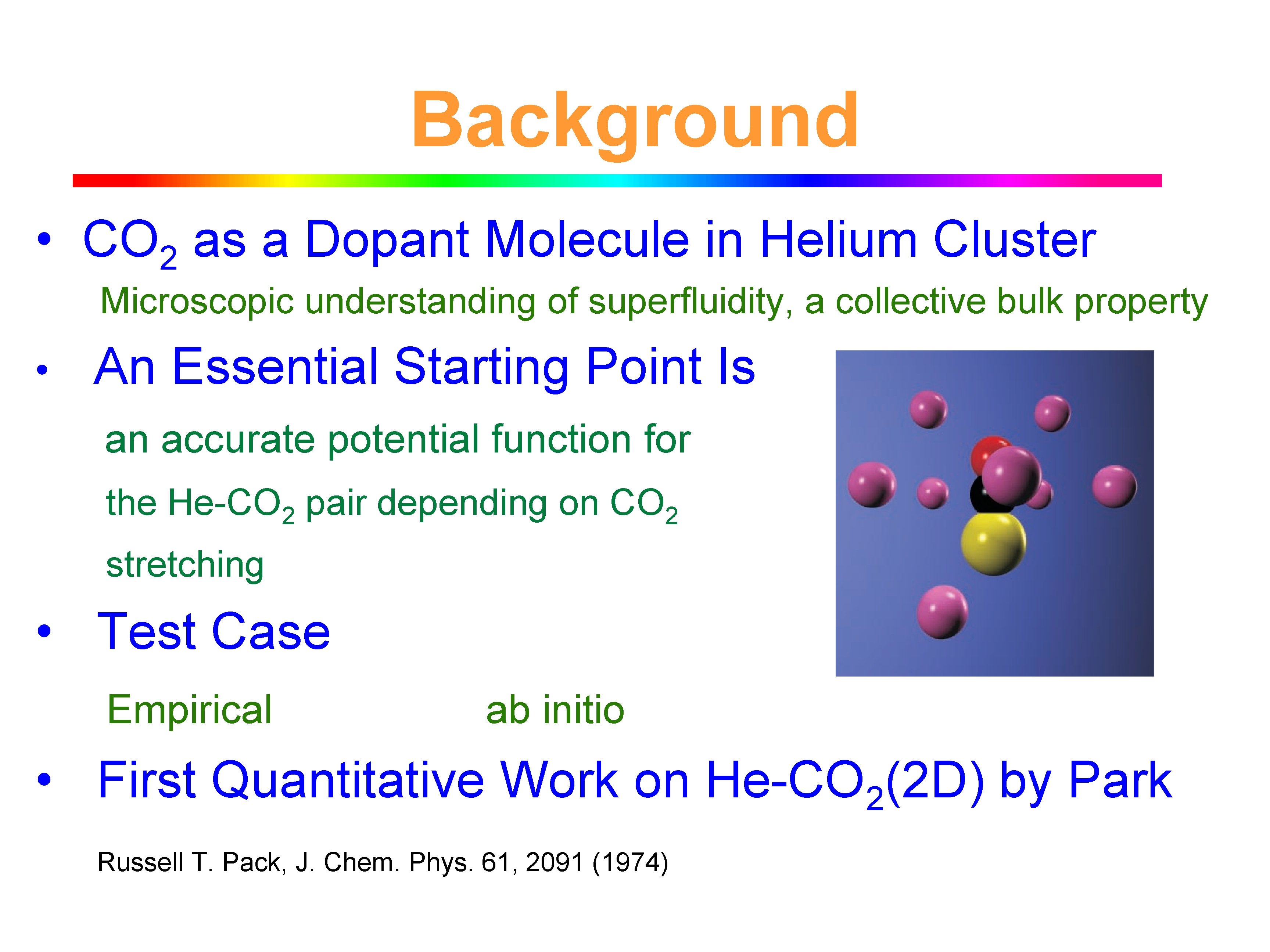 Background • CO 2 as a Dopant Molecule in Helium Cluster Microscopic understanding of