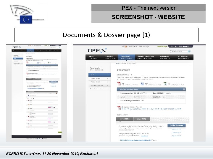 IPEX - The next version SCREENSHOT - WEBSITE Documents & Dossier page (1) ECPRD