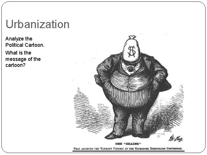 Urbanization Analyze the Political Cartoon. What is the message of the cartoon? 