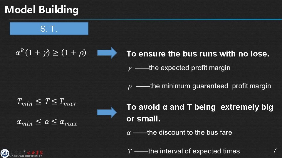 Model Building S. T. To ensure the bus runs with no lose. To avoid