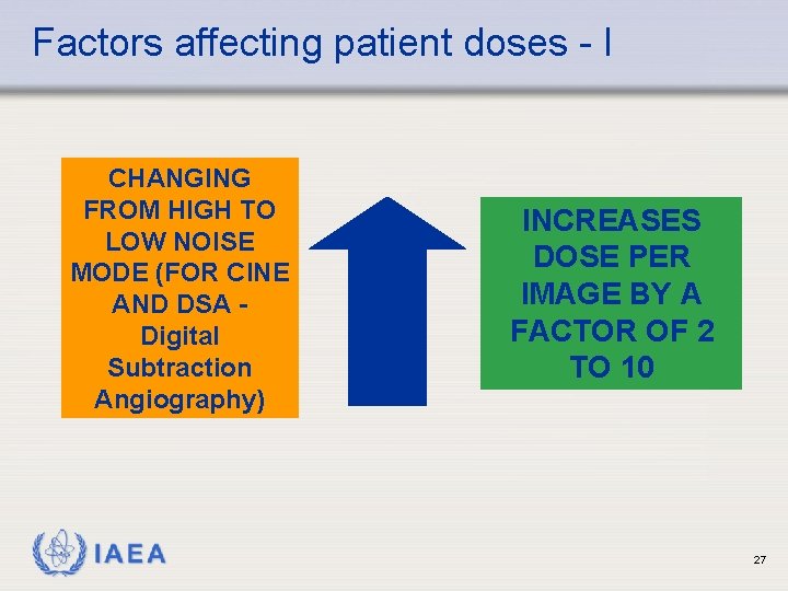 Factors affecting patient doses - I CHANGING FROM HIGH TO LOW NOISE MODE (FOR