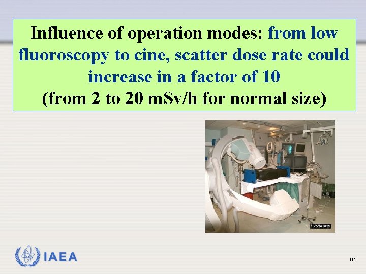 Influence of operation modes: from low fluoroscopy to cine, scatter dose rate could increase