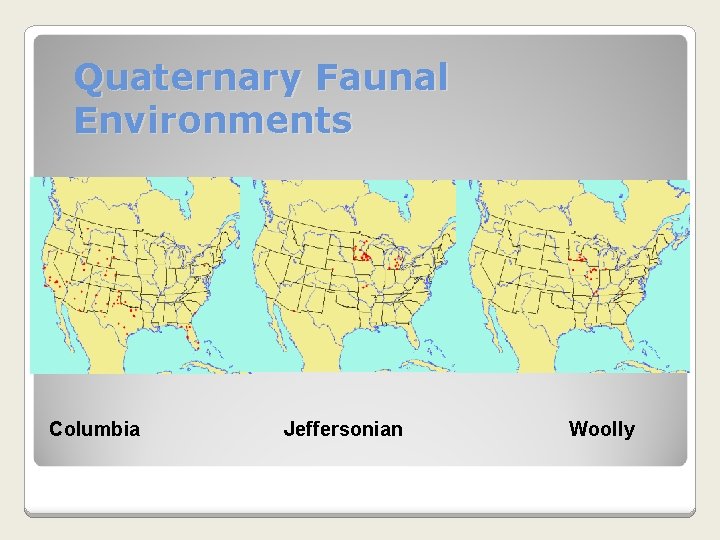 Quaternary Faunal Environments Columbia Jeffersonian Woolly 