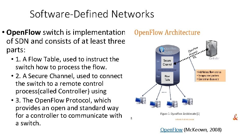 Software-Defined Networks • Open. Flow switch is implementation of SDN and consists of at
