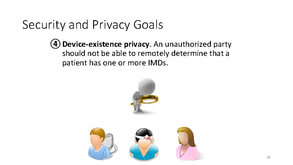 Security and Privacy Goals ④ Device-existence privacy. An unauthorized party should not be able
