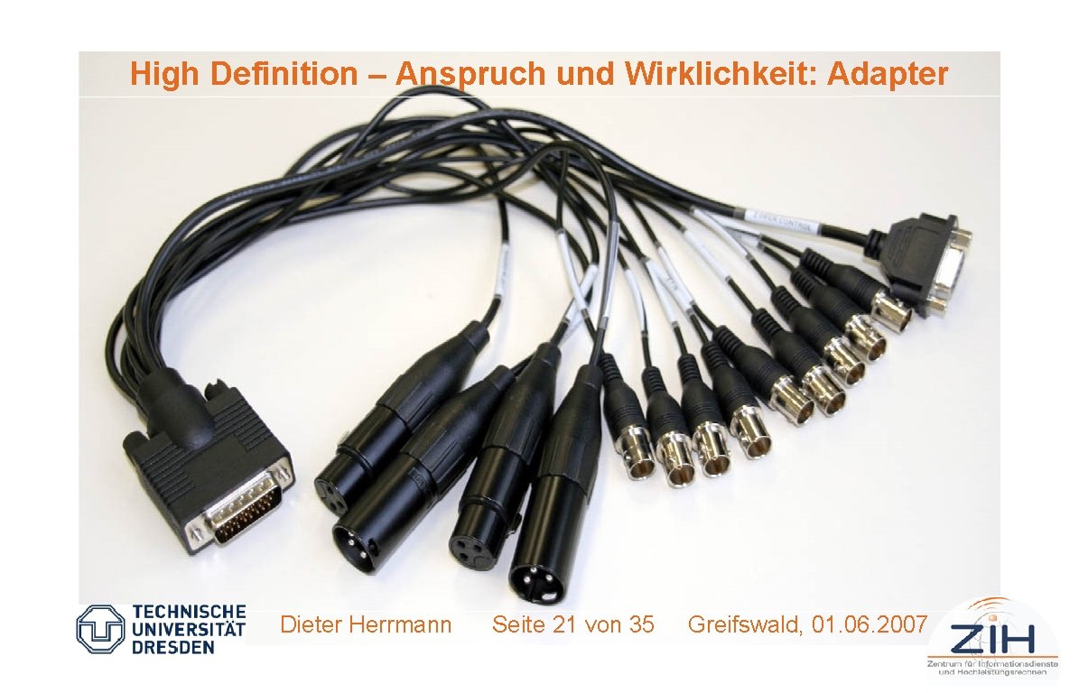 High Definition – Anspruch und Wirklichkeit: Adapter Dieter Herrmann Seite 21 von 35 Greifswald,