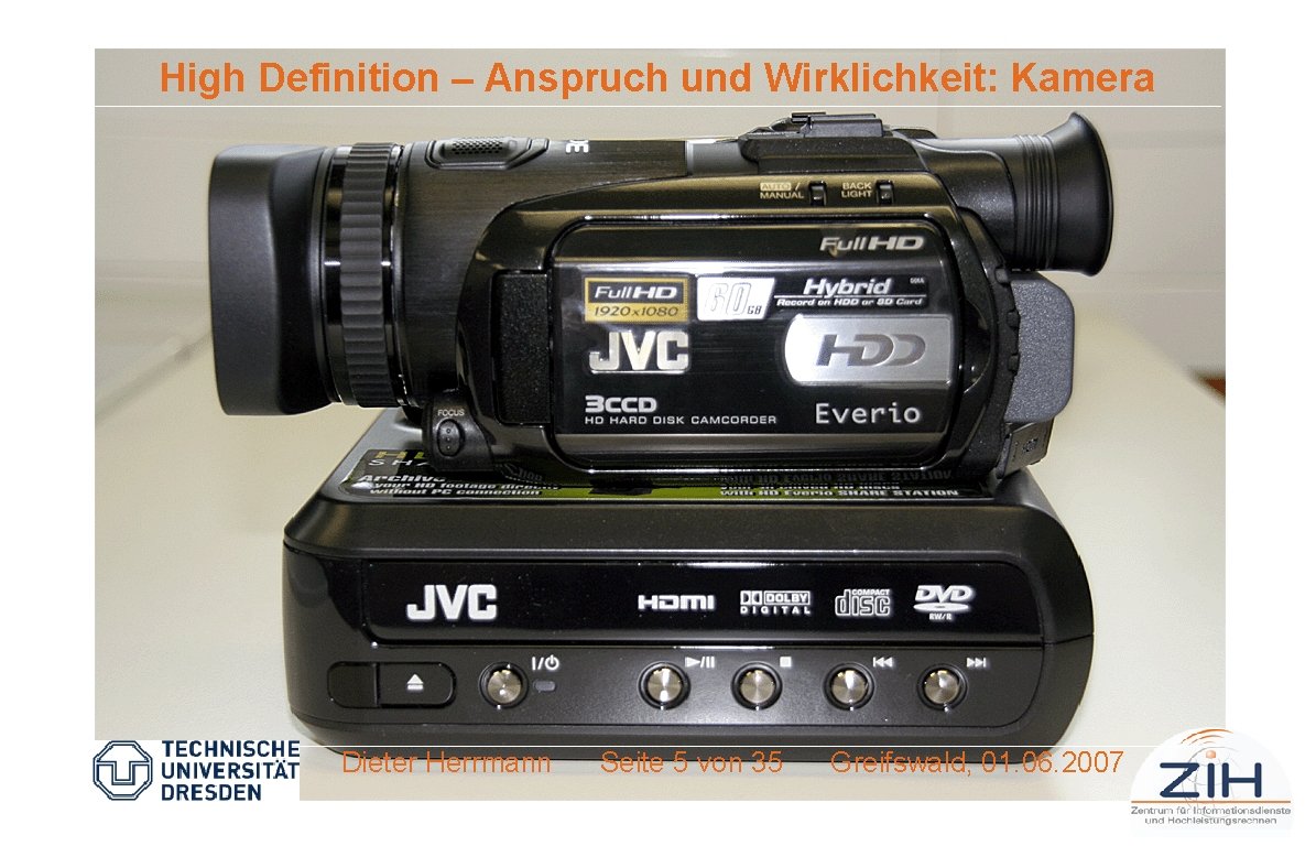 High Definition – Anspruch und Wirklichkeit: Kamera Dieter Herrmann Seite 5 von 35 Greifswald,