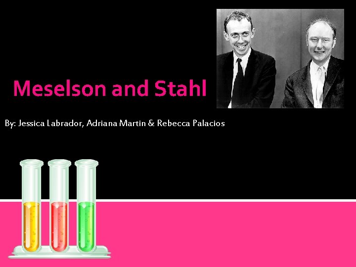 Meselson and Stahl By: Jessica Labrador, Adriana Martin & Rebecca Palacios 