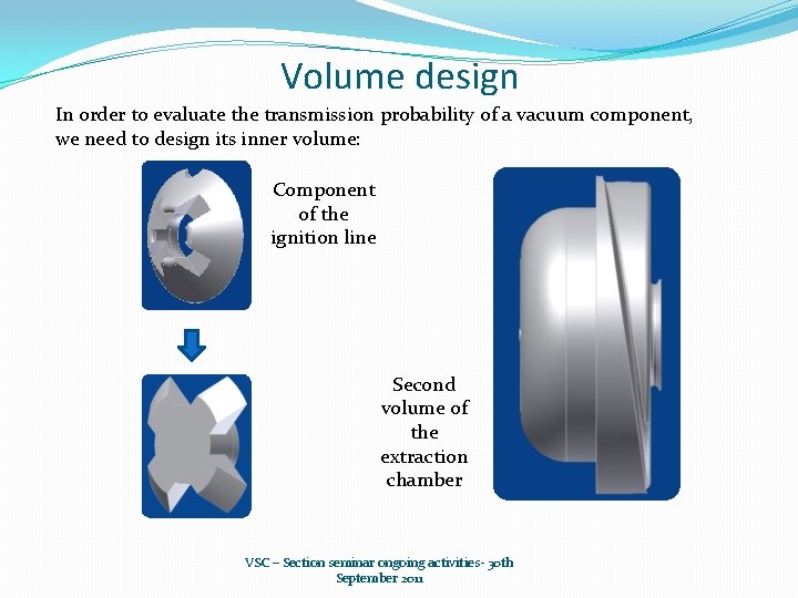 Volume design In order to evaluate the transmission probability of a vacuum component, we