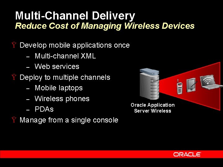 Multi-Channel Delivery Reduce Cost of Managing Wireless Devices Ÿ Develop mobile applications once –