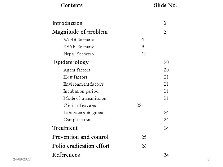 Contents Slide No. Introduction Magnitude of problem 3 3 World Scenario SEAR Scenario Nepal
