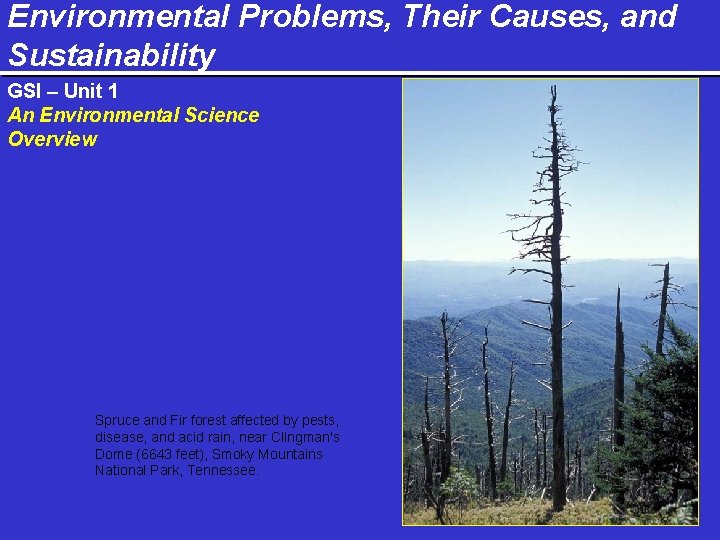 Environmental Problems, Their Causes, and Sustainability GSI – Unit 1 An Environmental Science Overview