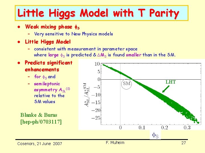 Little Higgs Model with T Parity l Weak mixing phase S – Very sensitive Little Higgs Model with T Parity l Weak mixing phase S – Very sensitive