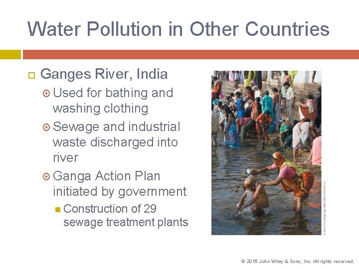 Water Pollution in Other Countries Ganges River, India Used for bathing and washing clothing