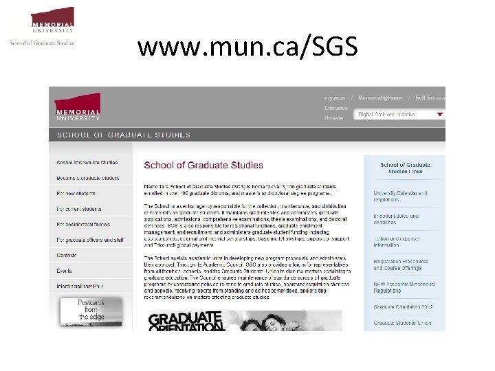 www. mun. ca/SGS 