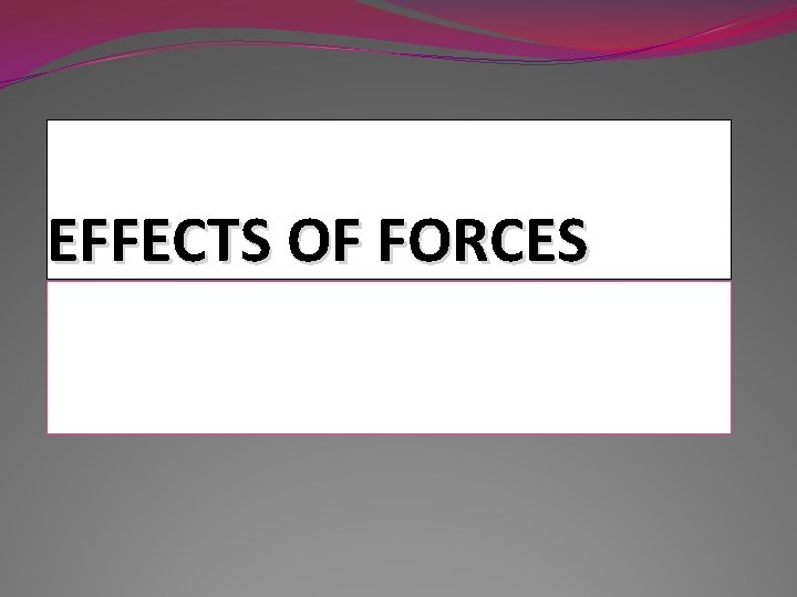 EFFECTS OF FORCES 