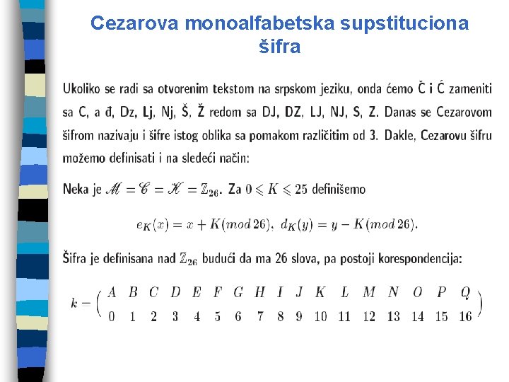 Cezarova monoalfabetska supstituciona šifra 