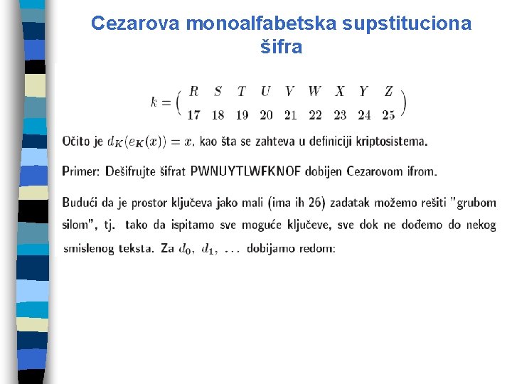 Cezarova monoalfabetska supstituciona šifra 