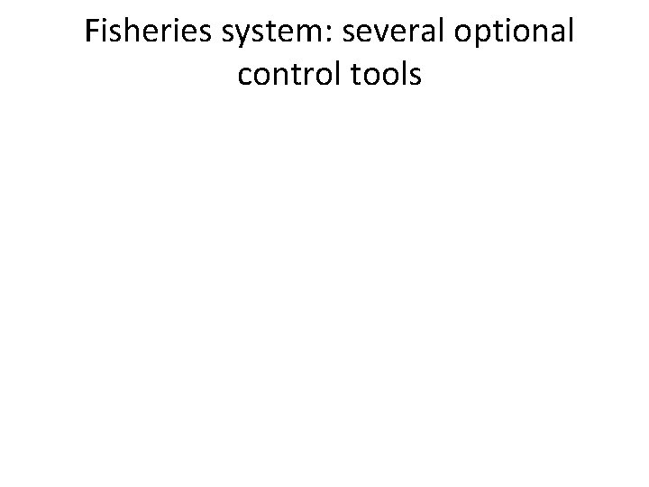 Fisheries system: several optional control tools 