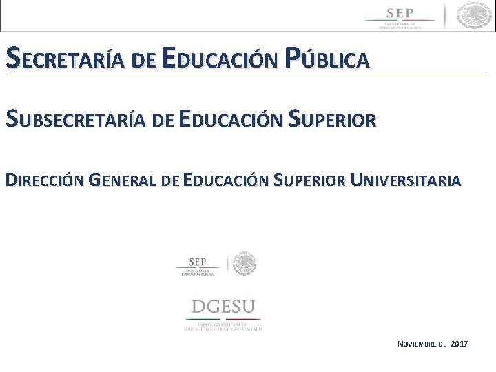 SECRETARÍA DE EDUCACIÓN PÚBLICA SUBSECRETARÍA DE EDUCACIÓN SUPERIOR DIRECCIÓN GENERAL DE EDUCACIÓN SUPERIOR UNIVERSITARIA