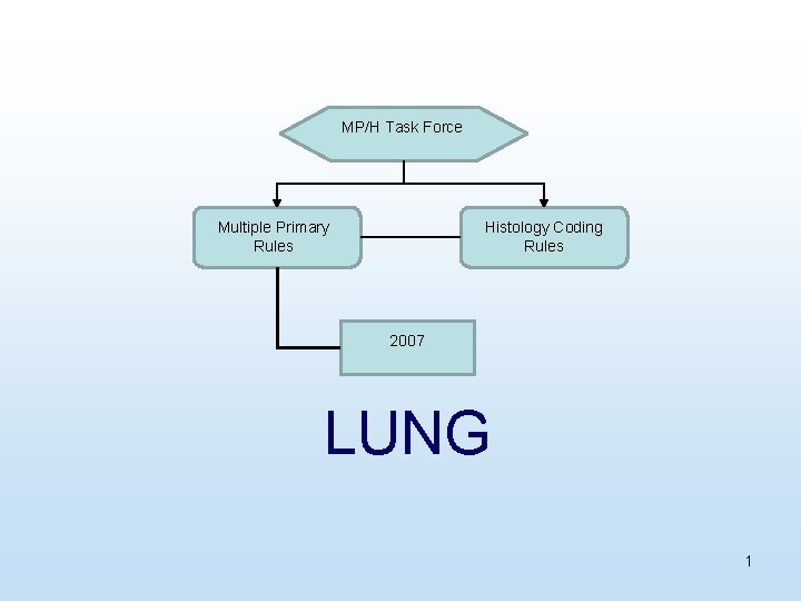 MP/H Task Force Multiple Primary Rules Histology Coding Rules 2007 LUNG 1 