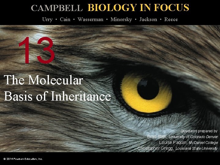 CAMPBELL BIOLOGY IN FOCUS Urry • Cain • Wasserman • Minorsky • Jackson •