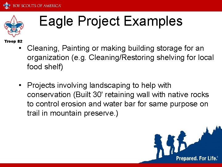 Eagle Project Examples Troop 82 • Cleaning, Painting or making building storage for an