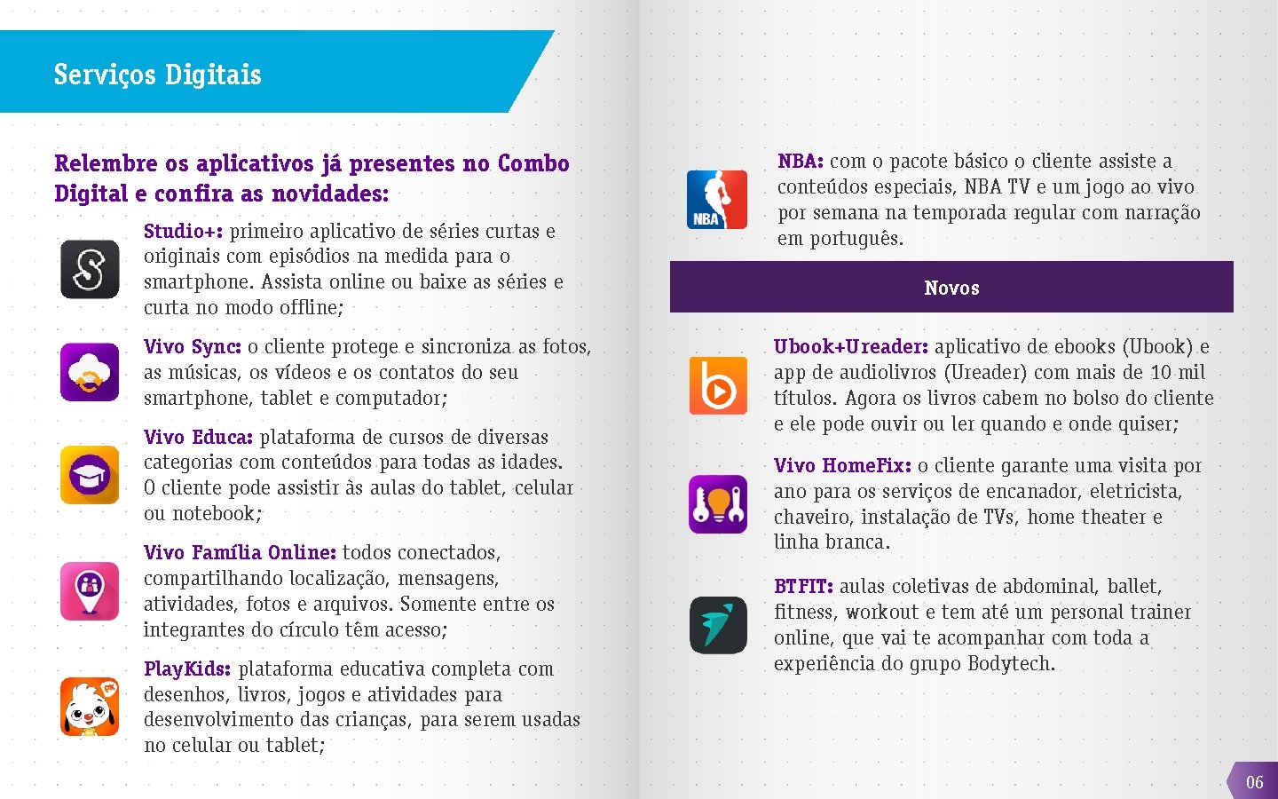 Serviços Digitais Relembre os aplicativos já presentes no Combo Digital e confira as novidades: