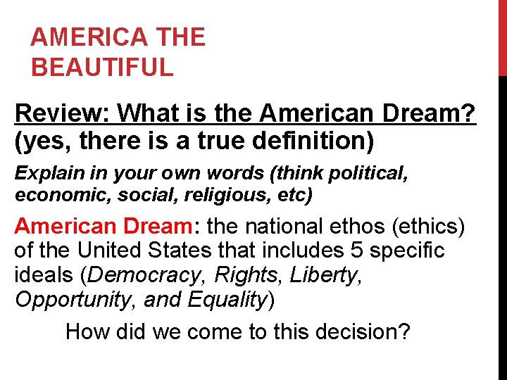 AMERICA THE BEAUTIFUL Review: What is the American Dream? (yes, there is a true