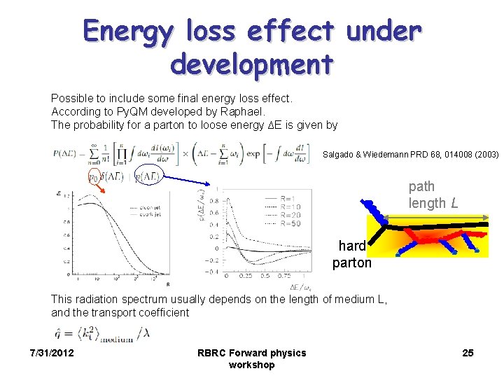 Energy loss effect under development Possible to include some final energy loss effect. According