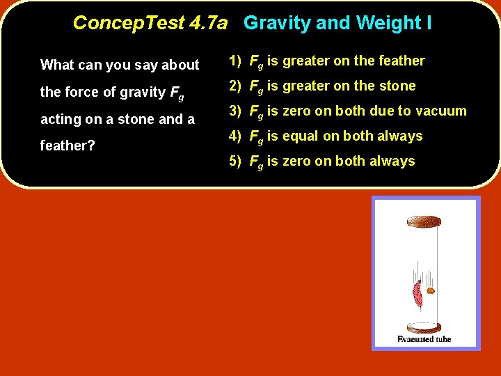 Concep. Test 4. 7 a Gravity and Weight I What can you say about