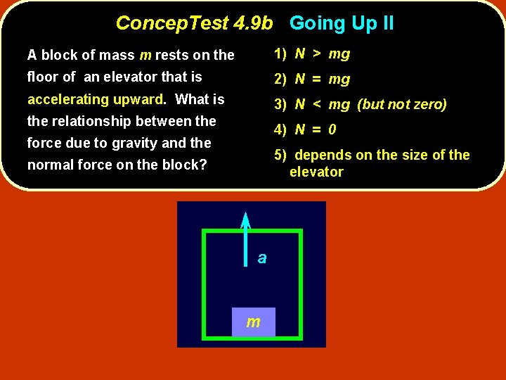 Concep. Test 4. 9 b Going Up II A block of mass m rests