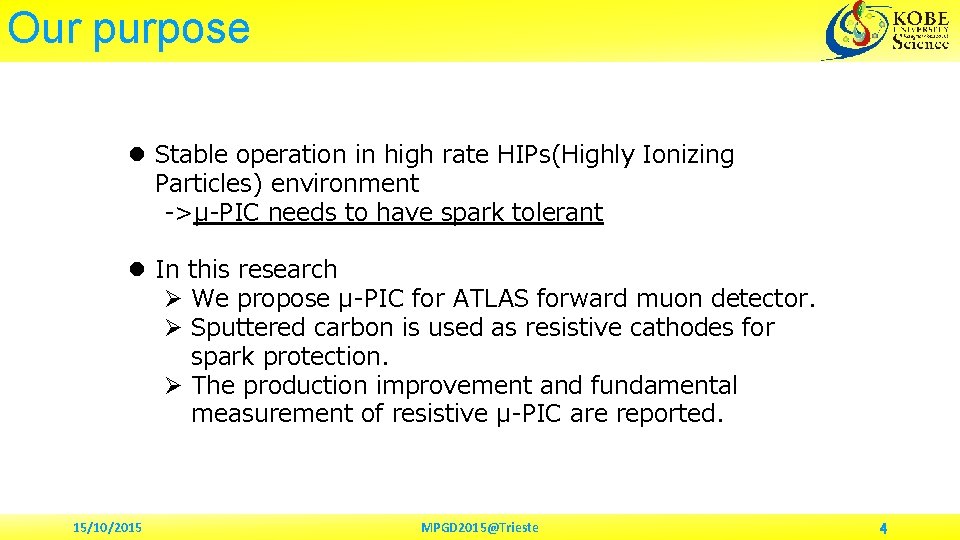 Our purpose l Stable operation in high rate HIPs(Highly Ionizing Particles) environment ->μ-PIC needs