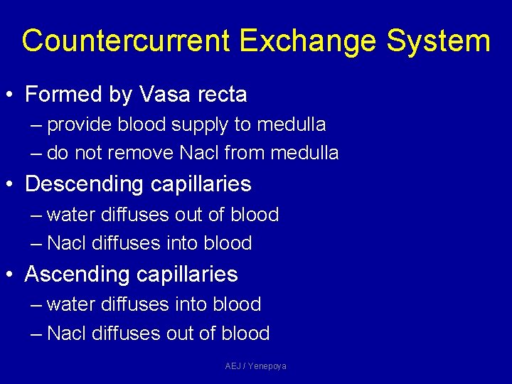 Countercurrent Exchange System • Formed by Vasa recta – provide blood supply to medulla Countercurrent Exchange System • Formed by Vasa recta – provide blood supply to medulla