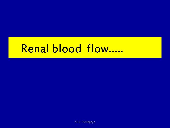 Renal blood flow. . … AEJ / Yenepoya Renal blood flow. . … AEJ / Yenepoya