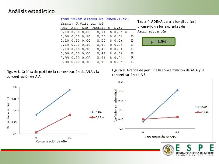 Análisis estadístico Tabla 4. ADEVA para la longitud (cm) promedio de los explantes de