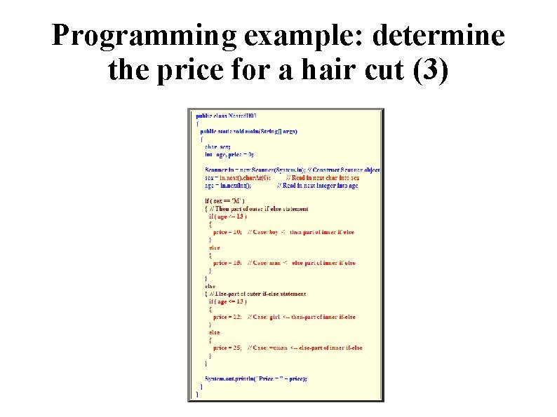 Programming example: determine the price for a hair cut (3) 