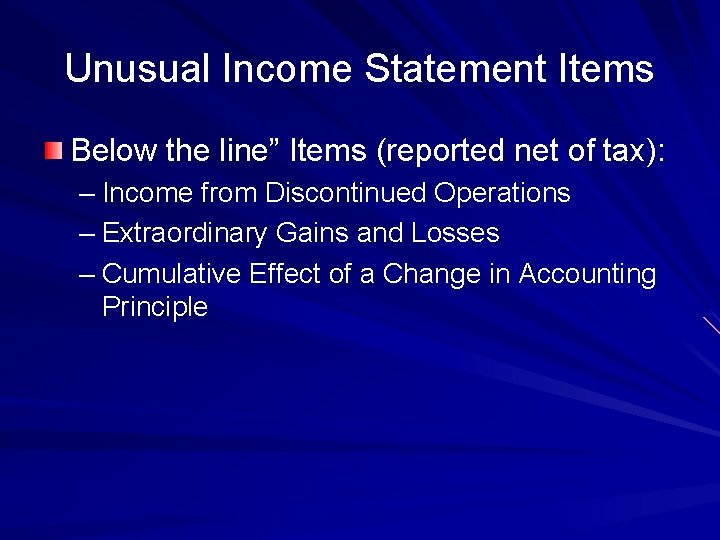The Income Statement BA 617 Module 4 Overview