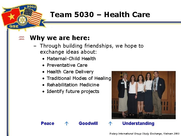 Team 5030 – Health Care h Why we are here: – Through building friendships,