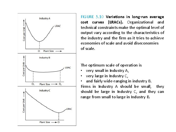 FIGURE 5. 10 Variations in long-run average cost curves (LRACs). Organizational and technical constraints FIGURE 5. 10 Variations in long-run average cost curves (LRACs). Organizational and technical constraints
