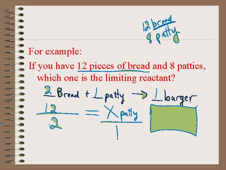 For example: If you have 12 pieces of bread and 8 patties, which one