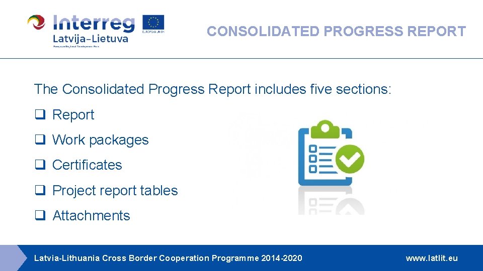 CONSOLIDATED PROGRESS REPORT The Consolidated Progress Report includes five sections: q Report q Work CONSOLIDATED PROGRESS REPORT The Consolidated Progress Report includes five sections: q Report q Work