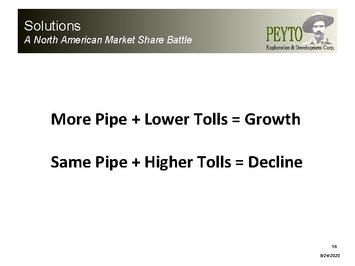 Solutions A North American Market Share Battle More Pipe + Lower Tolls = Growth