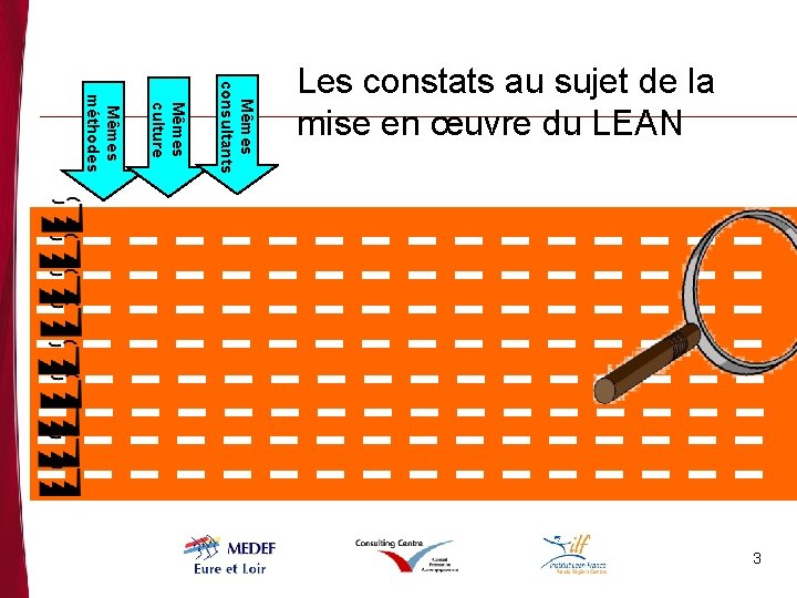 Mêmes consultants Mêmes culture Mêmes méthodes Les constats au sujet de la mise en