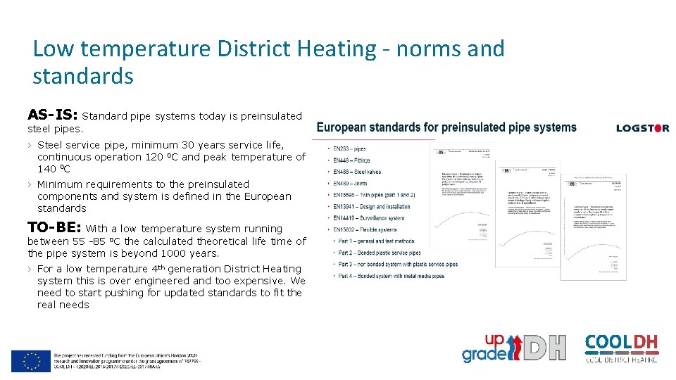 Low temperature District Heating - norms and standards AS-IS: Standard pipe systems today is